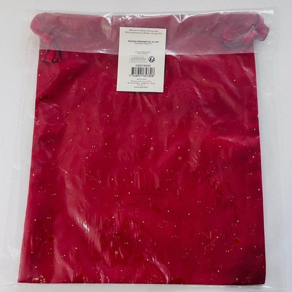 DIOR Limited Edition Red Drawstring Pouch NEW - Picture 3 of 4
